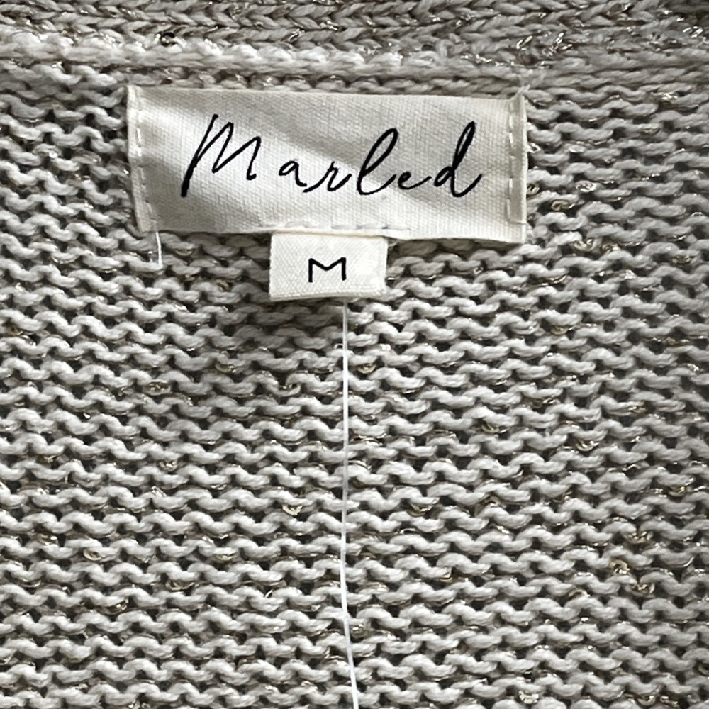 Marled Sweater Womens M Champagne Beige Gold Button Down Cardigan Sequin Holiday - Picture 5 of 10